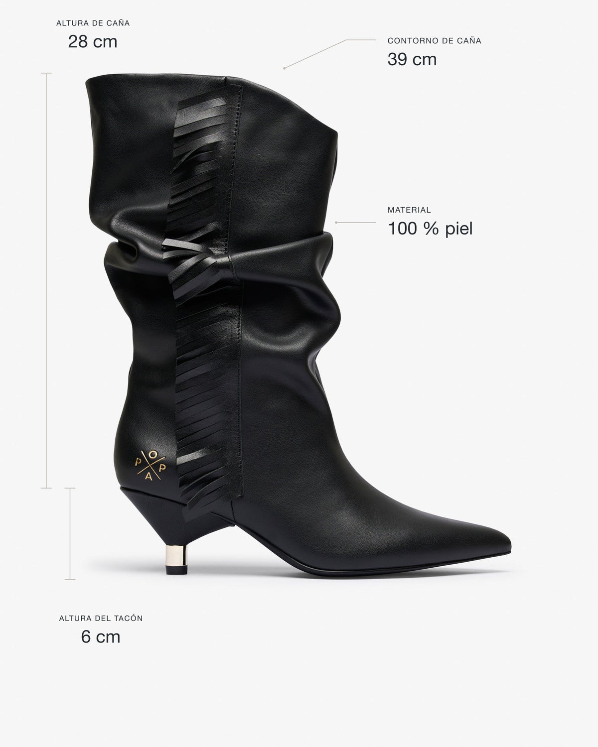 Bota Negra de Mujer Takayama Flecos