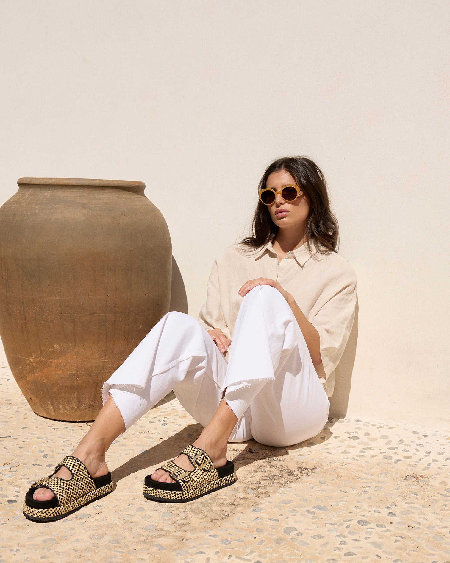 Sandale Xago Galles Raphia Noir 