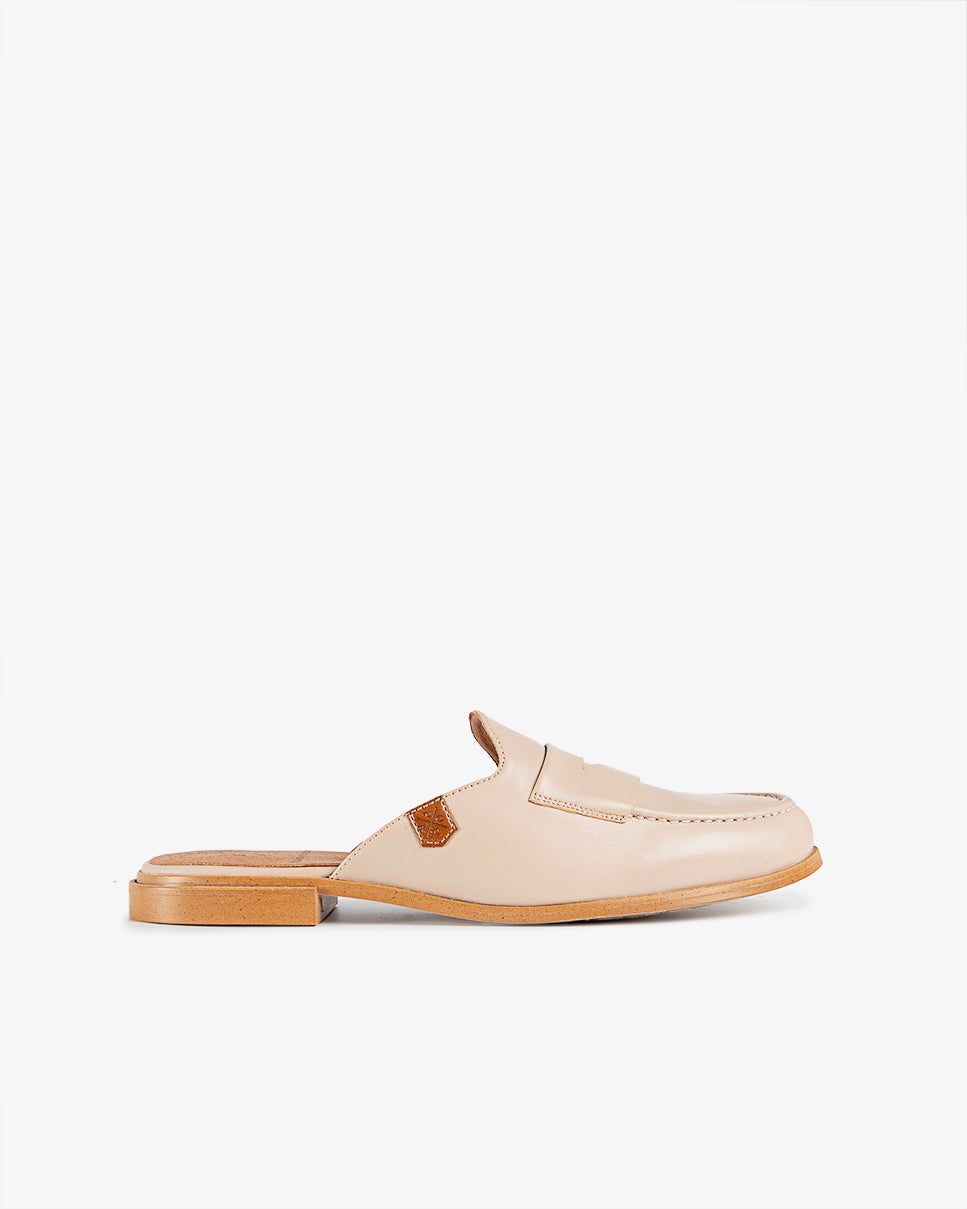Beige Leather Arcade Mule