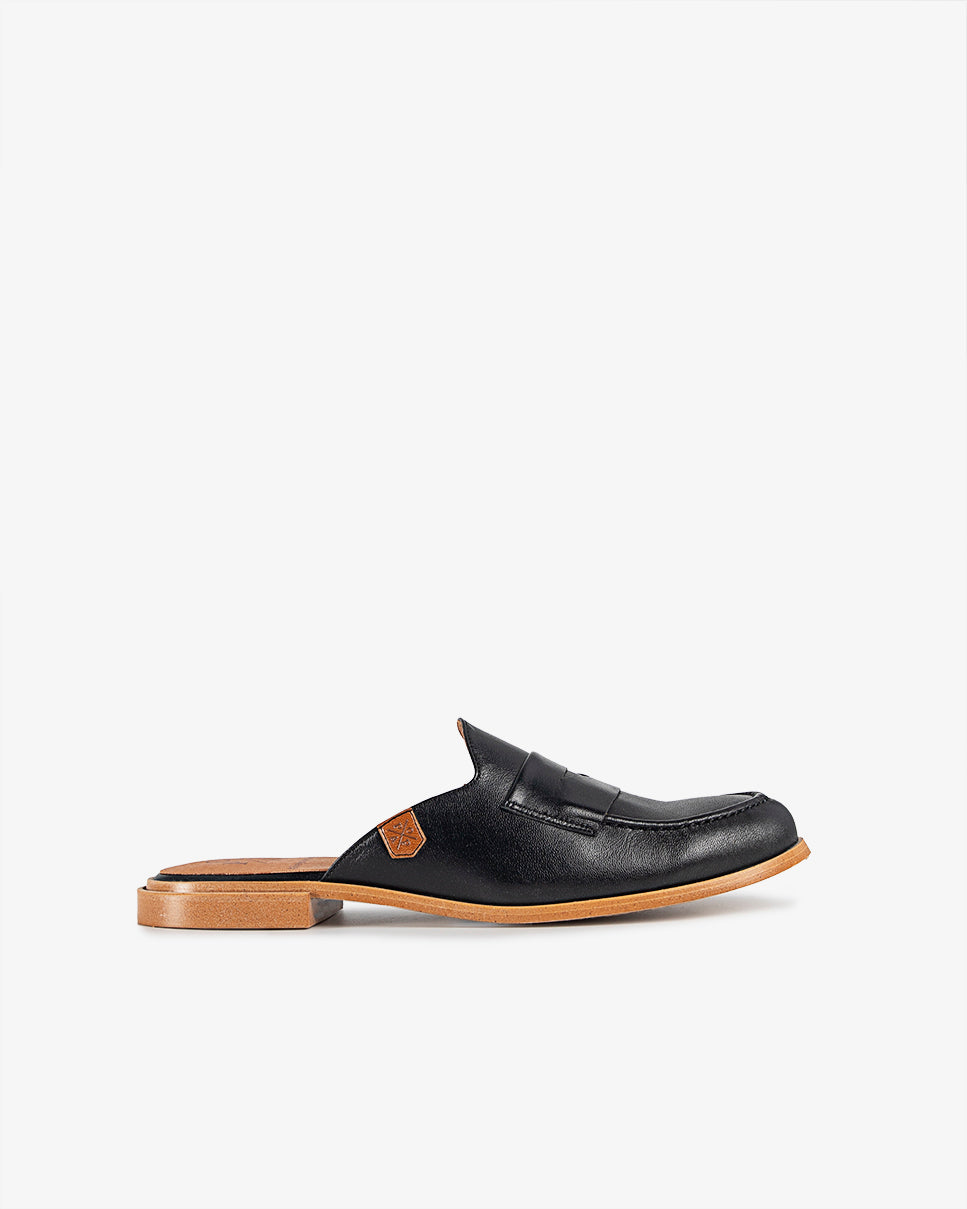 Black Leather Arcade Mule