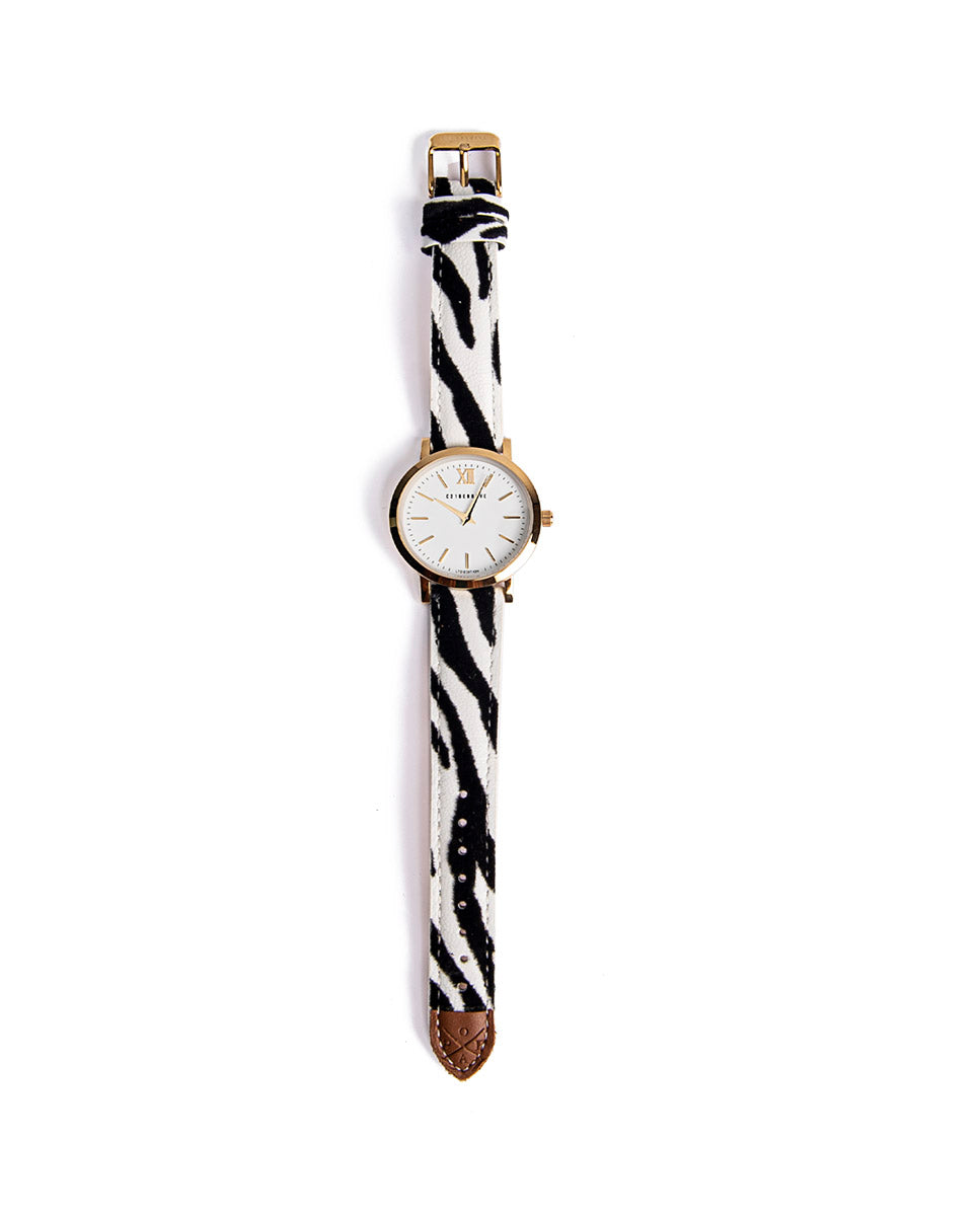 Bepopa Black&White Zebra Gold Watch