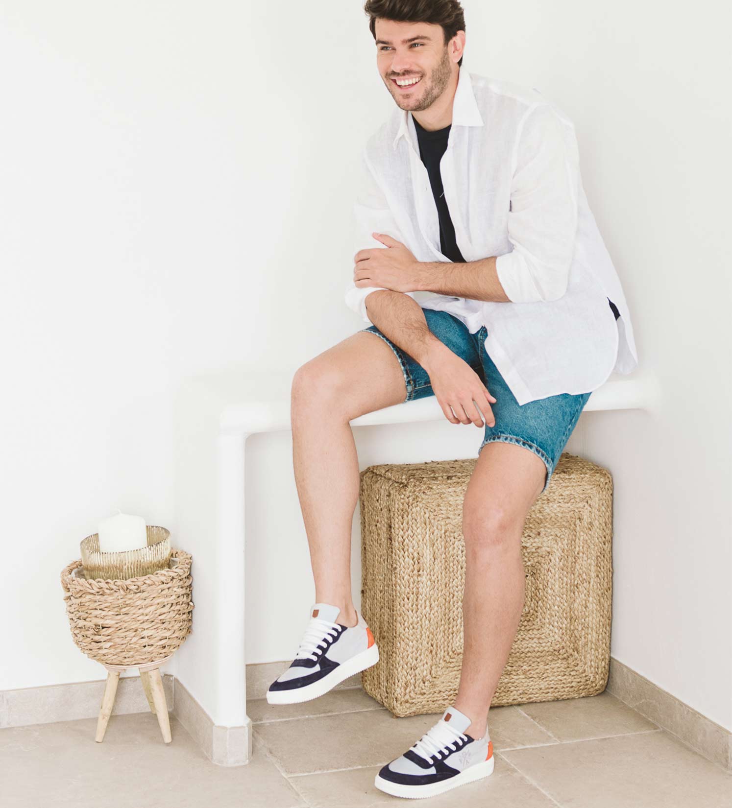 Efetres Blue Split Leather Sneaker